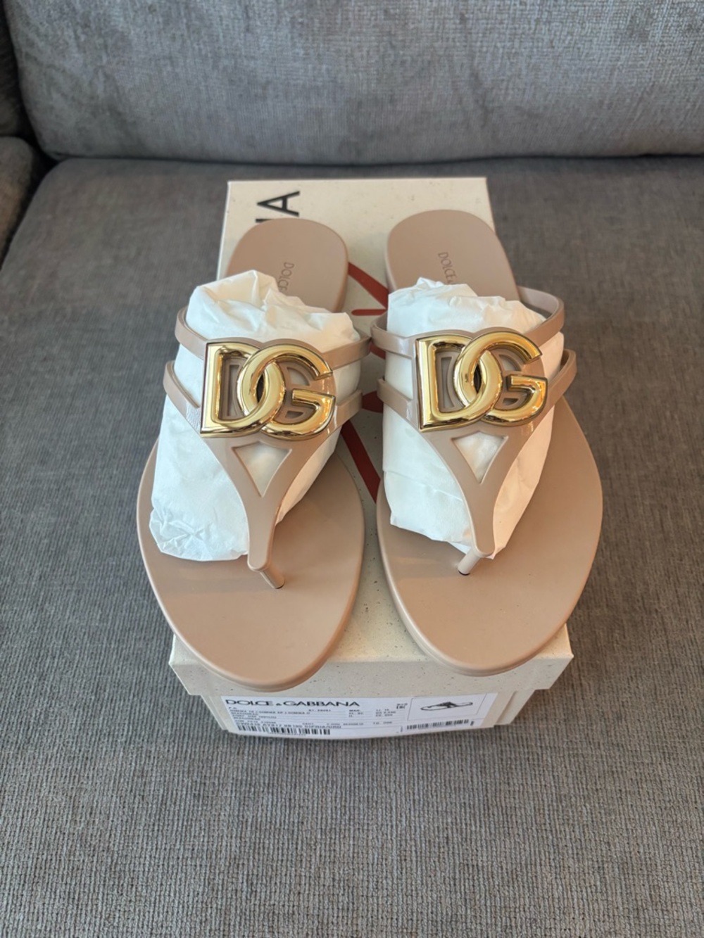 Dolce & Gabbana Beige Logo Flip-flops